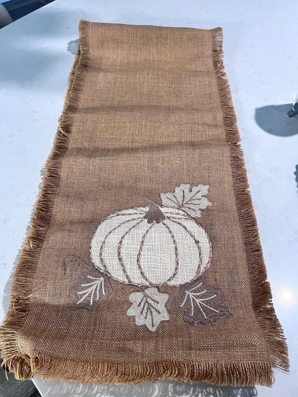 Pier 1 Imports Ivory Pumpkin Jute Burlap Table Runner 13x72 Fall Thanksgiving